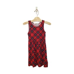 4/$20 H&M 4-6 Y Girls Red Plaid Holiday Christmas Sleeveless Tank Dress